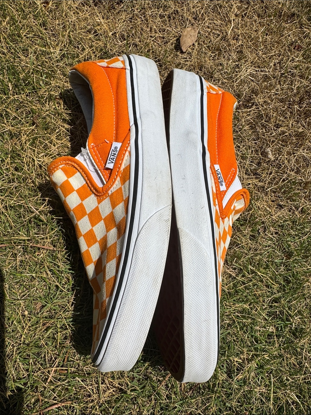 Vans Checkerboard Slip-On in Orange and White - Picture 7 of 7